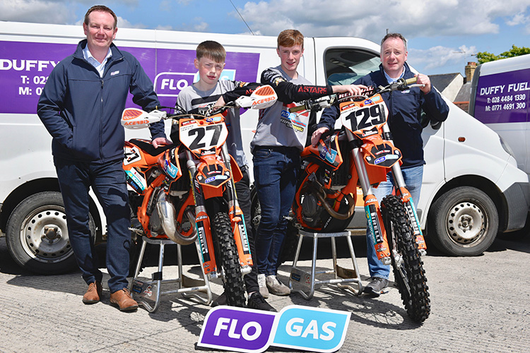 l/r Craig Johnston, Area Sales Executive, Flogas with Brendan Duffy of Thomas Duffy & Sons, and his sons Cathal (14) and Eoin (17)