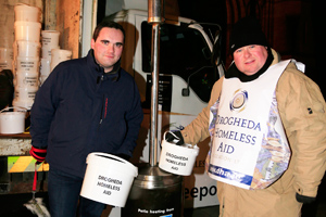 Mayor Kevin Callan and Councillor Paul Bell taking part in the annual Sleepout for Drogheda Homeless Aid