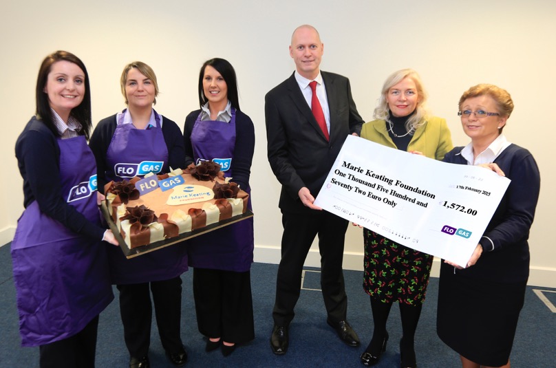 l/r Flogas Bakeoff winners Emma Dillon, Claire Connolly and Nadine Duffy with John Rooney, managing director, Flogas Ireland, Linda Keating from the Marie Keating Foundation and Mary McNally of the Flogas Social Club.