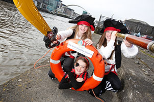‘Pirate queens’ Lucy, Anna and Evie Gallen at the launch of the 2014 Irish Maritime Festival.