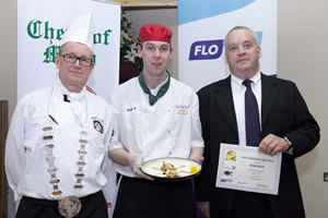 Barry Ralph of the Bayleaf Restaurant in Castlebar, winner of the Fish Open class at the Flogas Mayo Masterchef 2013 competition was presented with his prize by Michael Keogh of Flogas Ireland and Seamus Doherty, chair of the Chefs of Mayo Club.
