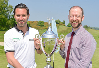 Paul Ruegg, senior marketing executive, Flogas (on right) with event organizer and PGA professional Michael Gallagher at photocall to announce its sponsorship of the Irish Junior Open Golf Series 